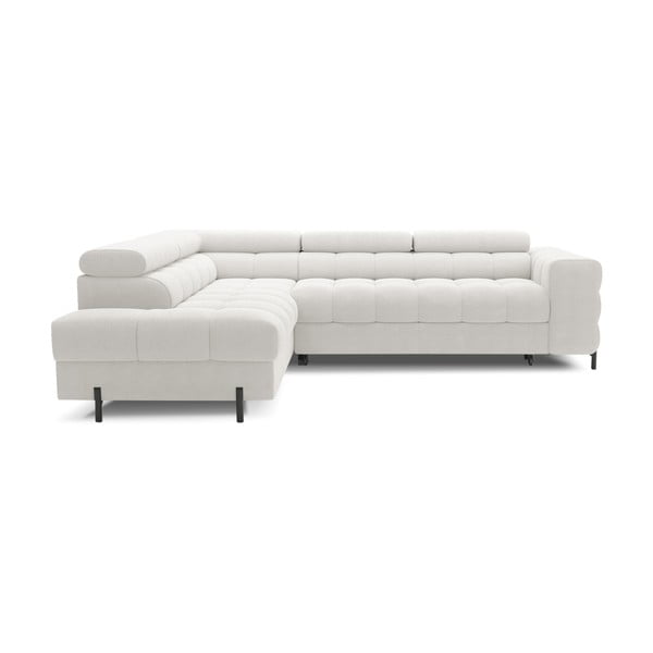 Kremno bela raztegljiva/s prostorom za shranjevanje kotna sedežna garnitura iz tkanine bouclé (levi kot/v obliki črke L) Ferucce – ELTAP-image-2