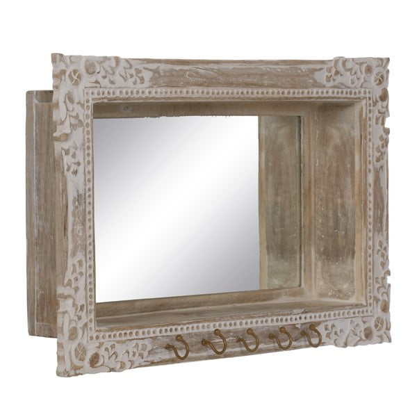 Stensko ogledalo z lesenim okvirjem 61x38 cm – Ixia-image-1