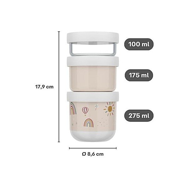 Svetlo zelene plastične otroška posoda za malico v kompletu 3 ks Little Farm – Mepal-image-4