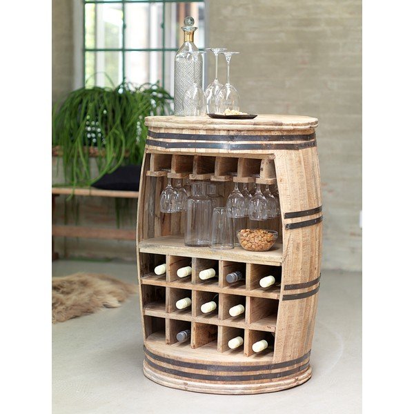 Canett Barrel Mango Wood Wine Cabinet-image-1
