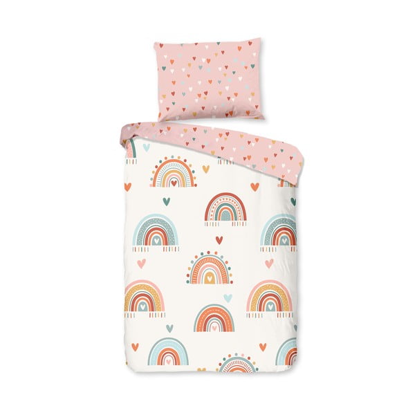 Rožnata/bež bombažna otroška posteljnina za otroško posteljico 100x135 cm Louie – Good Morning