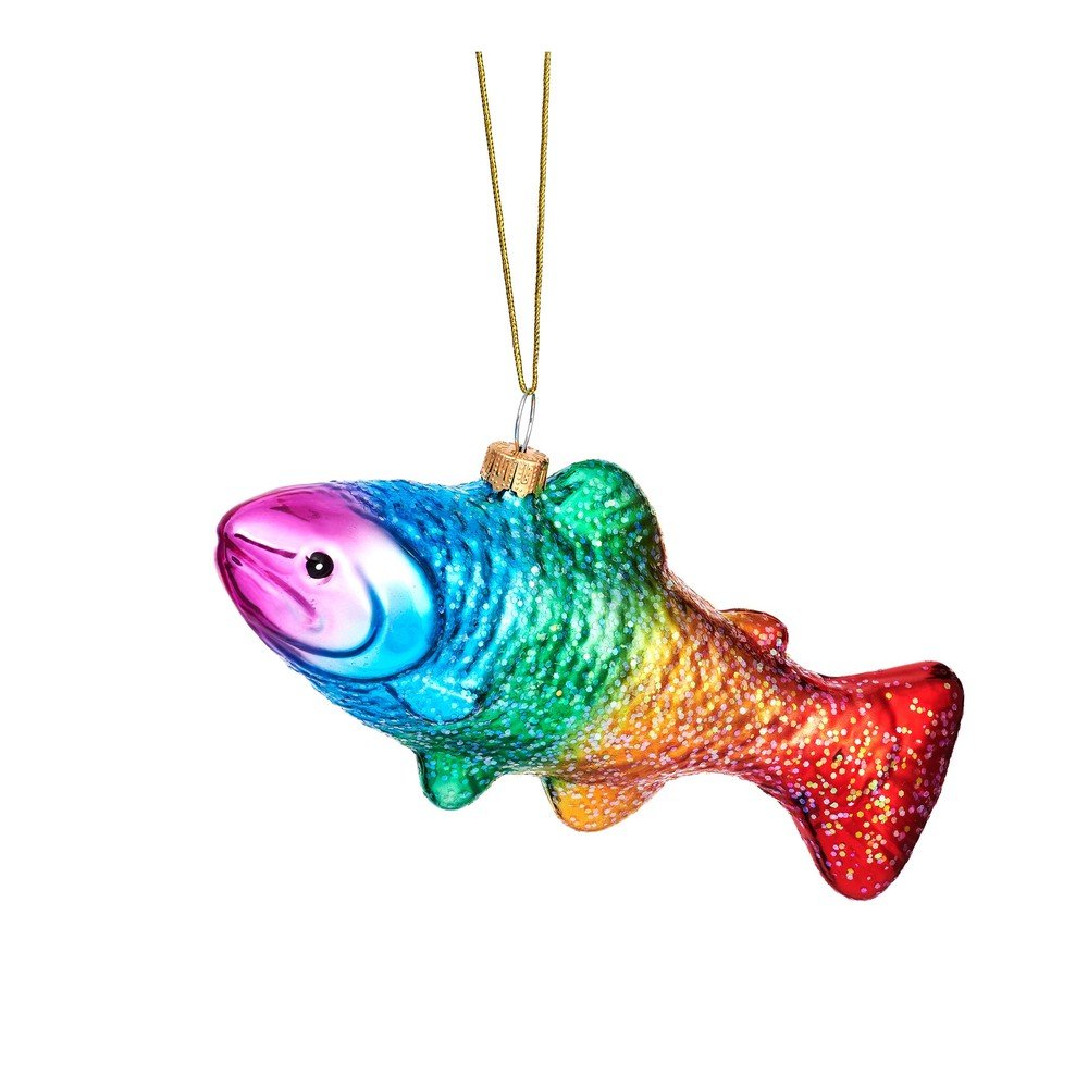 Steklen okrasek za jelko 7 cm Rainbow Trout