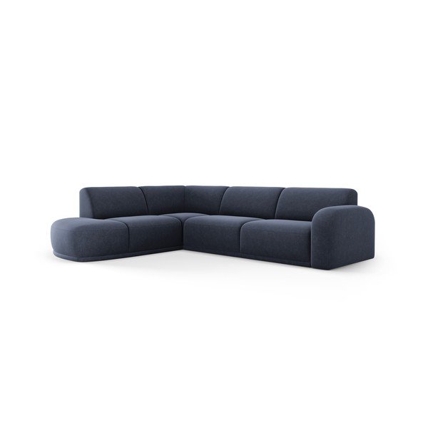 Temno modra žametna kotna sedežna garnitura Erin – Micadoni Home-image-2