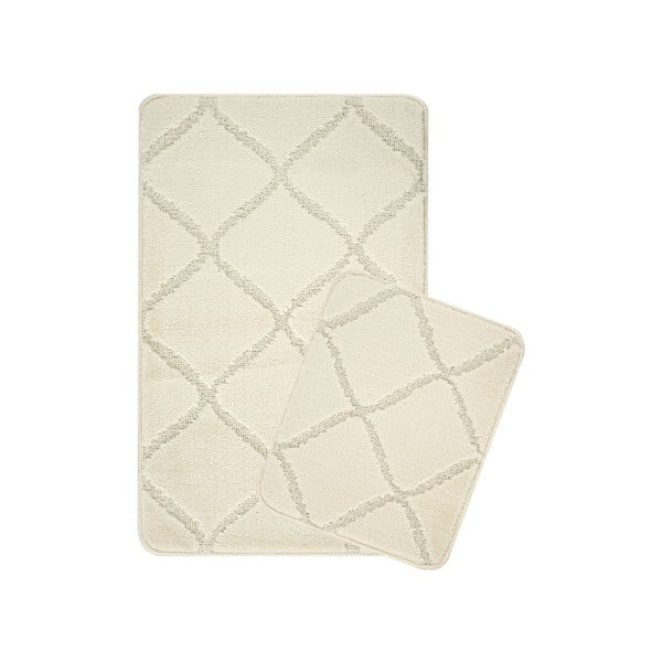 Kremno bele kopalniške preproge v kompletu 2 ks 50x80 cm Cizgili – Foutastic