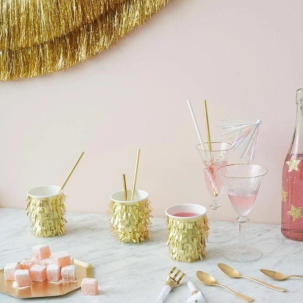 Papirnati kozarčki za enkratno uporabo v kompletu  8 ks Gold Fringe Party – Meri Meri-image-2