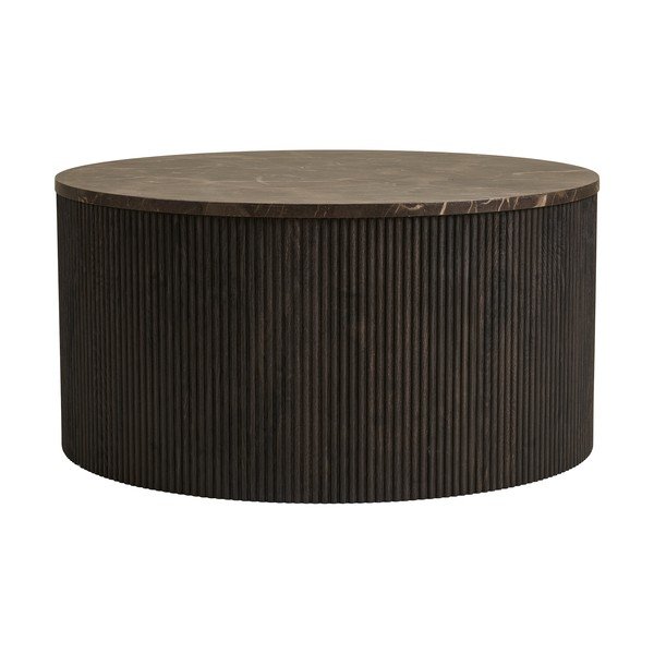 Temno rjava okrogla klubska mizica z mizno ploščo v marmornem dekorju ø 80 cm Rota – House Nordic-image-4