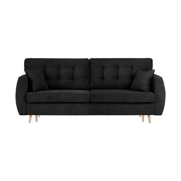 Črn trisedežni raztegljiv kavč s prostorom za shranjevanje Cosmopolitan Design Amsterdam, 231 x 98 x 95 cm