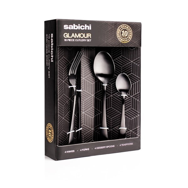 16-delni set jedilnega pribora v mat črni barvi Sabichi-image-1