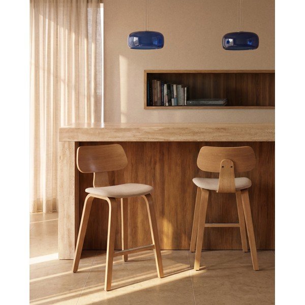 Temno modra LED viseča svetilka s steklenim senčilom ø 38 cm Reig – Kave Home-image-2