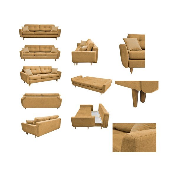 Rumena raztegljiva sedežna garnitura z lahkimi nogami Mazzini Sofas Rose-image-2