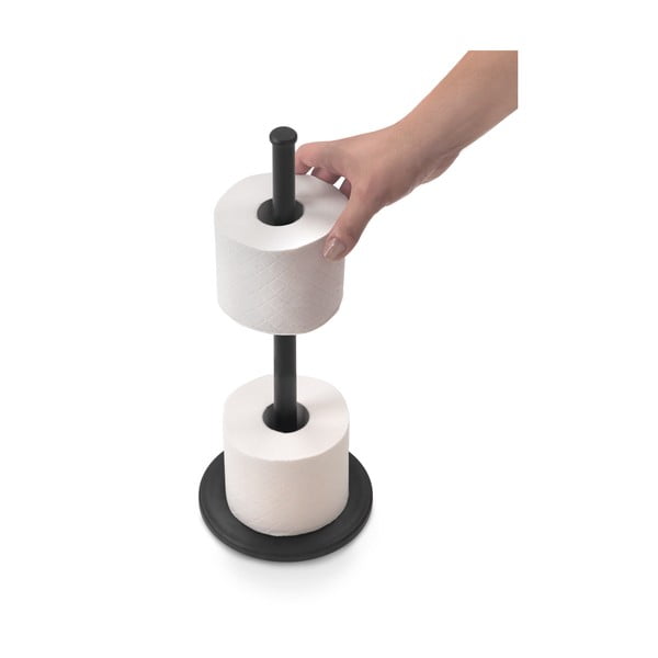 Mat črno jekleno stojalo za WC papir Lava – Metaltex-image-2