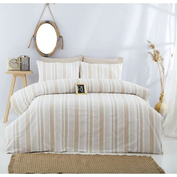 Bež bombažna podaljšana posteljnina za zakonsko posteljo 200x220 cm – Mila Home