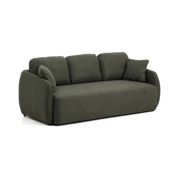 Temno zelena raztegljiva sedežna garnitura iz šenilje 218 cm Laira – Kave Home-image-2