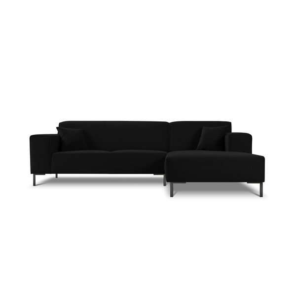 Črna žametna kotna sedežna garnitura Cosmopolitan Design Siena, desni kot-image-3