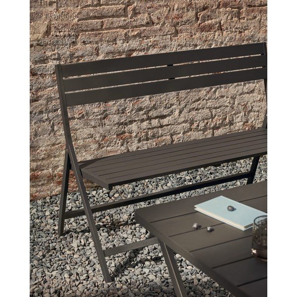 Črna kovinska vrtna klop Torreta – Kave Home-image-1