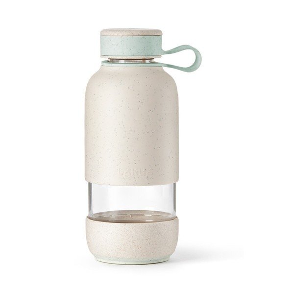 Kremno bela steklena steklenica za vodo za na pot 500 ml To Go Organic – Lékué