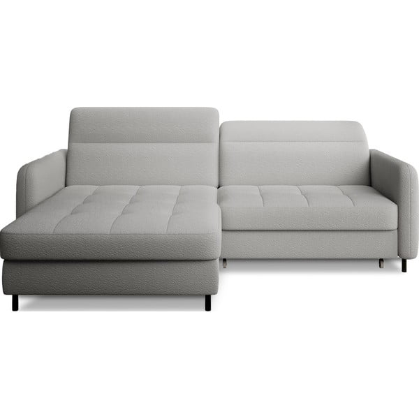 Siva raztegljiva/s prostorom za shranjevanje kotna sedežna garnitura iz tkanine bouclé (levi kot/z ležalnikom) Gomsi – ELTAP