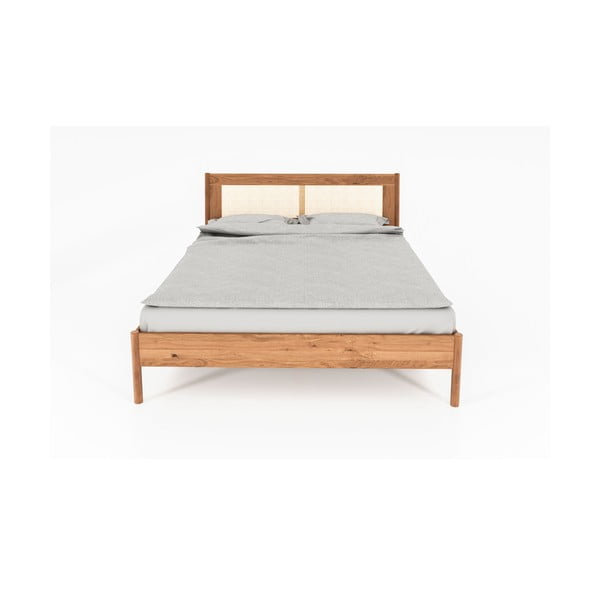 Hrastova zakonska postelja z vzglavjem iz ratana 160x200 cm Pola - The Beds-image-3