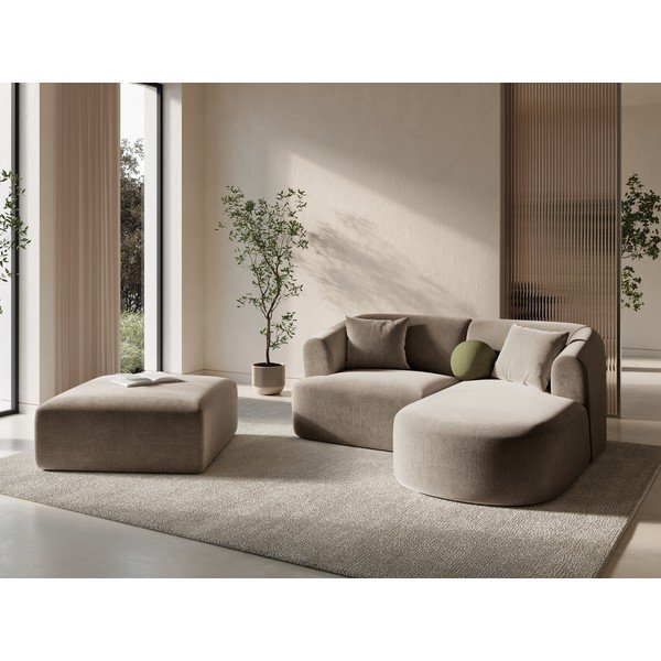 Svetlo rjav žameten tabure Campi – Cosmopolitan Design-image-1