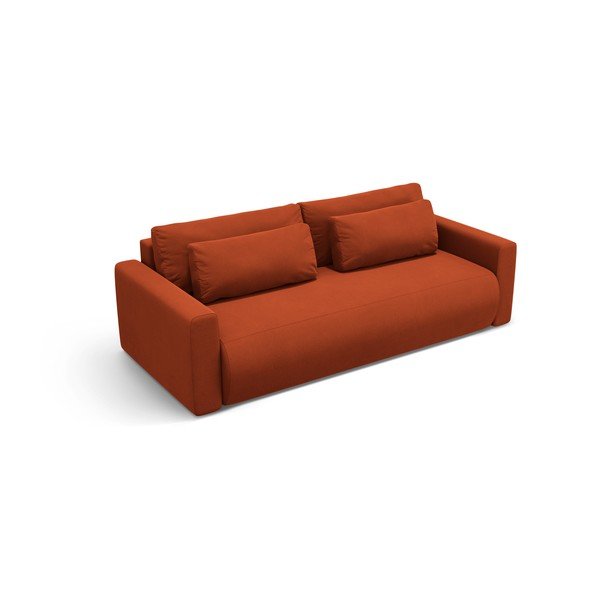 Opečnato oranžna žametna raztegljiva sedežna garnitura s prostorom za shranjevanje 238 cm Belfast – Cosmopolitan Design-image-4