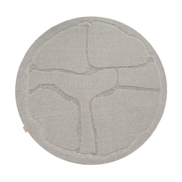 Siva volnena okrogla preproga ø 133 cm Morphic Organica – Agnella