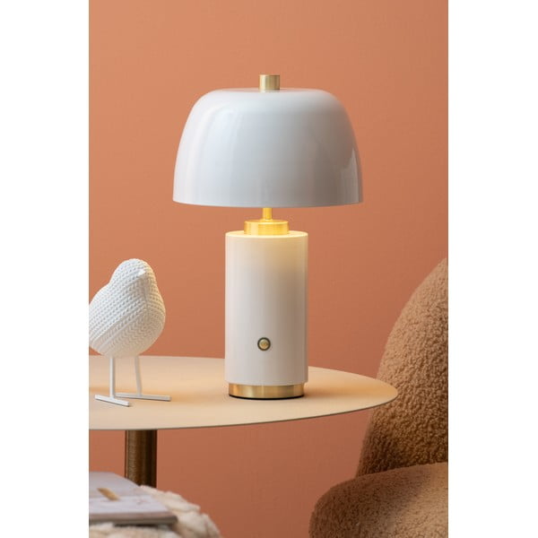 Bela LED zatemnitvena namizna svetilka s kovinskim senčilom (višina 30 cm) Freya – Leitmotiv-image-1