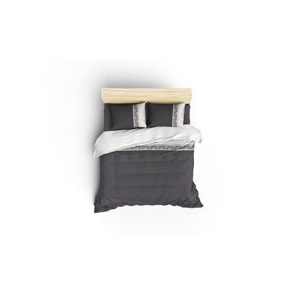 Siva bombažna posteljnina z rjuho Cotton Box Rosinda, 200 x 220 cm