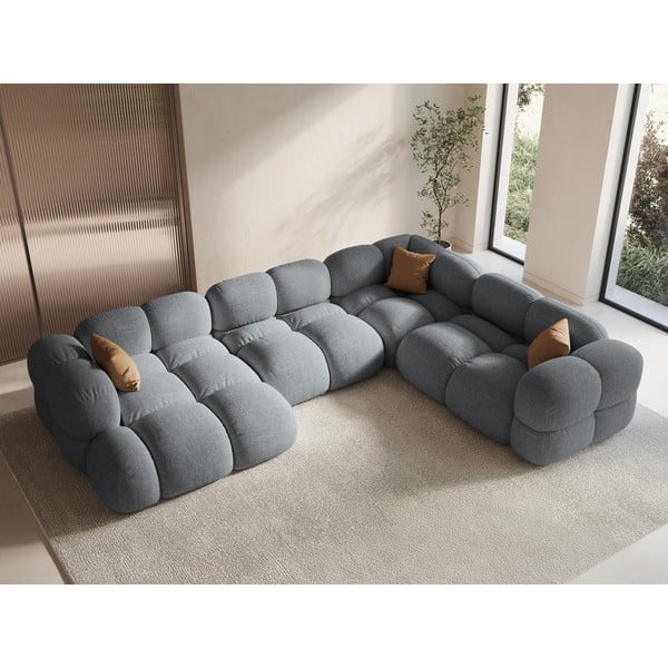 Siva kotna sedežna garnitura (desni kot/v obliki črke "U") Loretto – Cosmopolitan Design-image-1