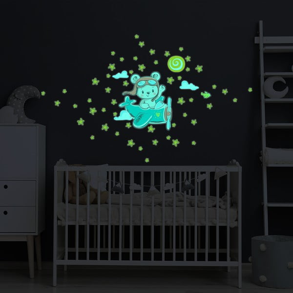 Otroška stenska nalepka 30x25 cm Pilot Bear - Ambiance-image-4