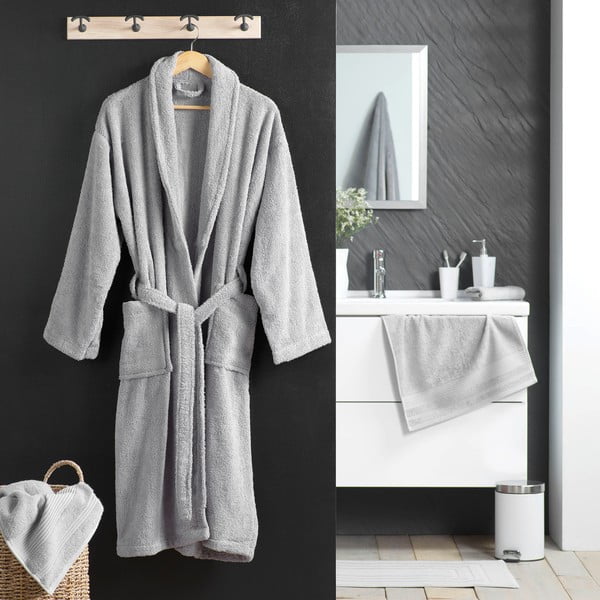 Svetlo siv bombažen kopalni plašč velikosti M Tendresse – douceur d'intérieur-image-1