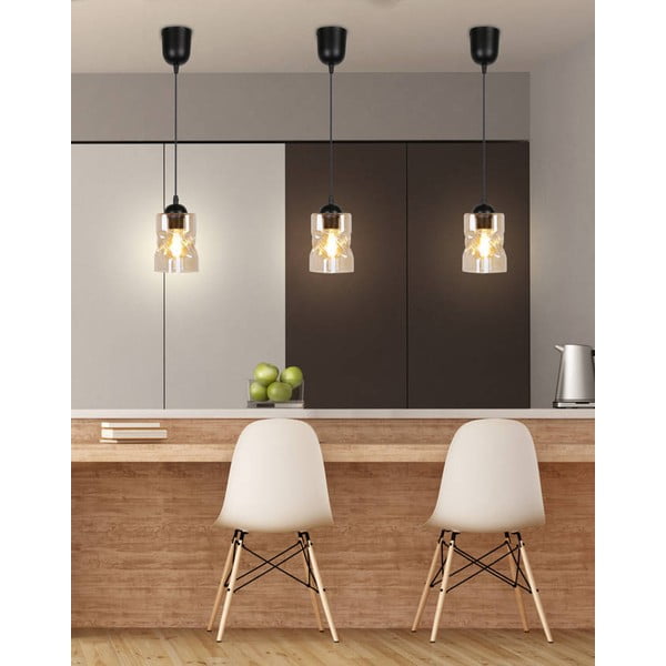 Črna viseča svetilka s steklenim senčnikom ø 10 cm Felis - Candellux Lighting-image-4