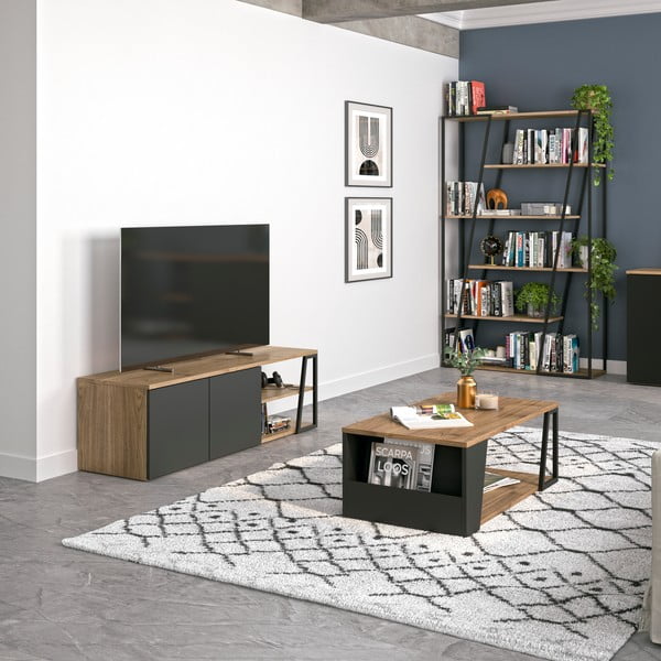 Klubska mizica s ploščo v dekorju oreha 100x55 cm Albi - TemaHome-image-1