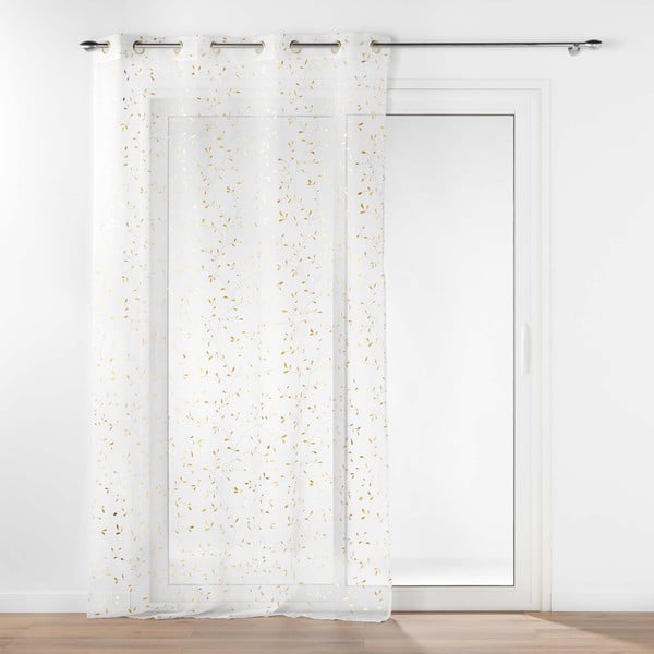 Prosojna zavesa iz tančice v beli in zlati barvi 140x240 cm Floressia – douceur d'intérieur