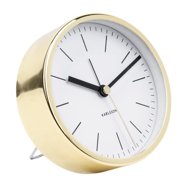 Bela namizna ura z zlatimi detajli Karlsson Minimal, ⌀ 10 cm