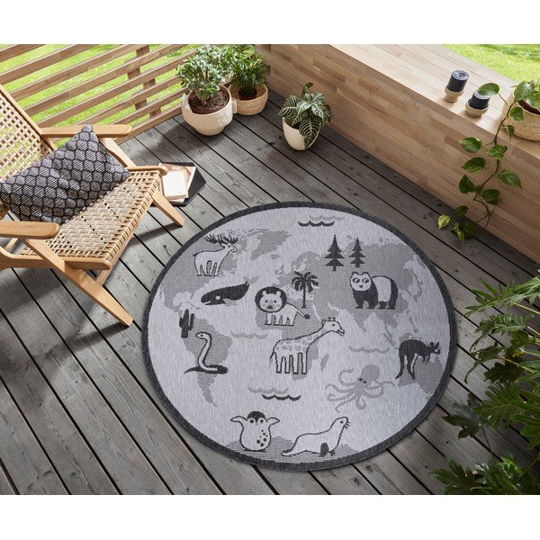 Siva okrogla preproga ø 120 cm Animal World – Hanse Home-image-1