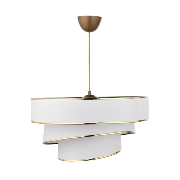 Bela/zlata viseča svetilka s tekstilnim senčilom ø 40 cm Couper – Opviq lights