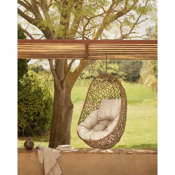 Rjav viseči vrtni fotelj Kave Home Florina-image-1