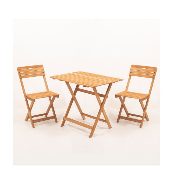 Vrtna jedilna garnitura iz masivne bukve v naravni barvi za 2 osebi – Floriane Garden-image-1