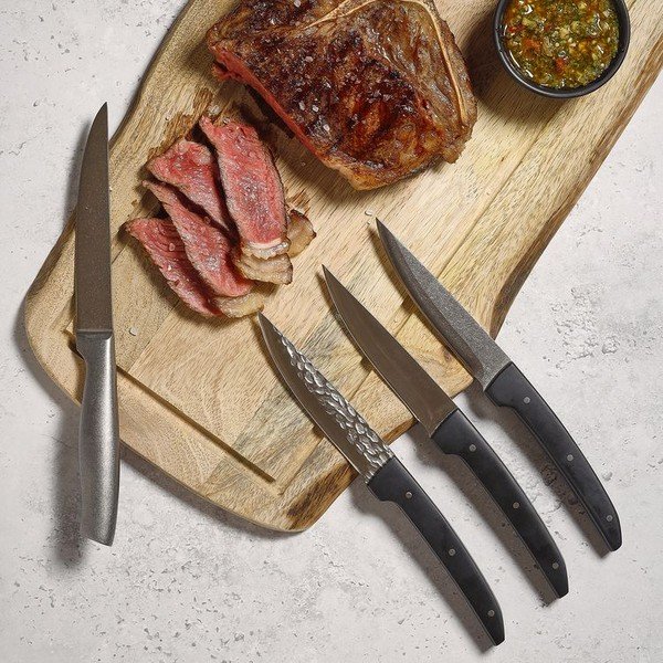 Črni/v srebrni barvi jekleni noži za meso v kompletu 4 ks Carne – BonBistro-image-2