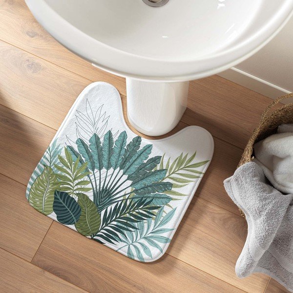 Bela/zelena kopalniška preproga za WC 45x45 cm Panazio – douceur d'intérieur-image-1