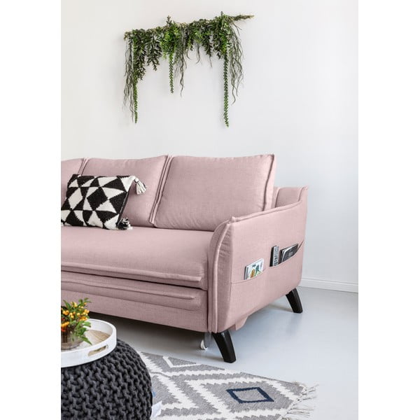 Rožnata raztegljiva sedežna garnitura v obliki črke U Miuform Charming Charlie, levi kot-image-4