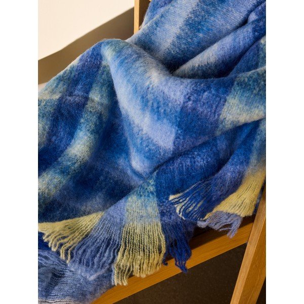 Modra odeja iz mešanice volne 140x200 cm Loom – Hübsch-image-2