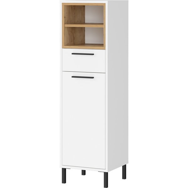 Bela visoka kopalniška omarica v hrastovem dekorju 34x118 cm Loria - Germania-image-2