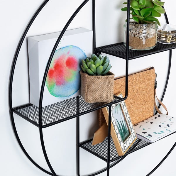 Črna večnivojska kovinska polica 55 cm Across – Kave Home-image-2