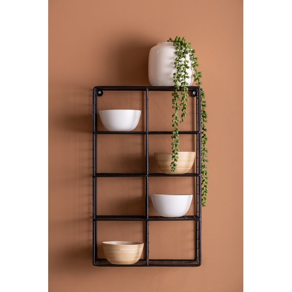 Črna večnivojska jeklena polica 30 cm Reja – PT LIVING-image-1