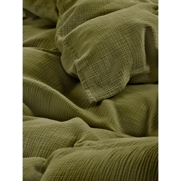 Kaki zelena enojna posteljnina iz muslina 140x200 cm Amilia – Jotex-image-2