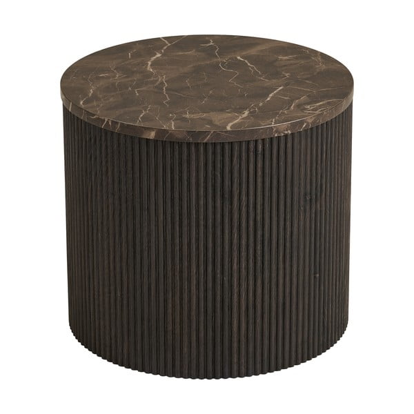 Okrogla stranska mizica z mizno ploščo v marmornem dekorju ø 45 cm Rota – House Nordic