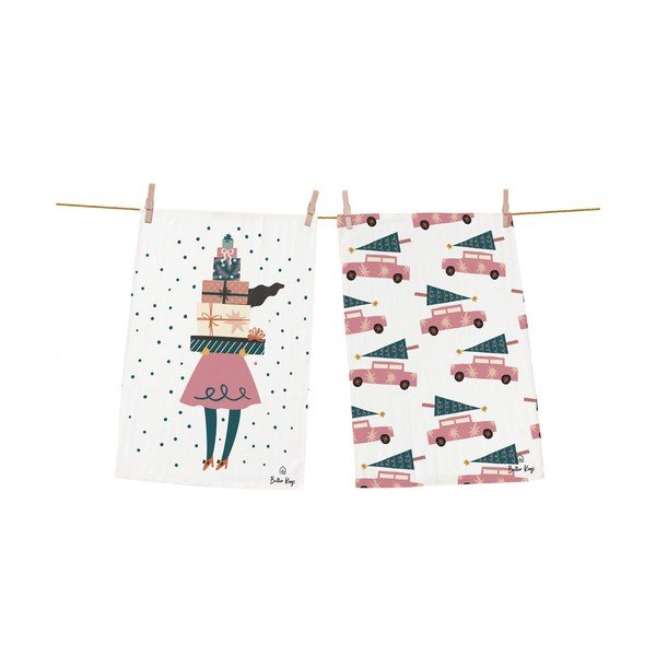 Bombažne kuhinjske krpe v kompletu 2 ks z božičnim motivom 50x70 cm A Lots of Gifts – Butter Kings