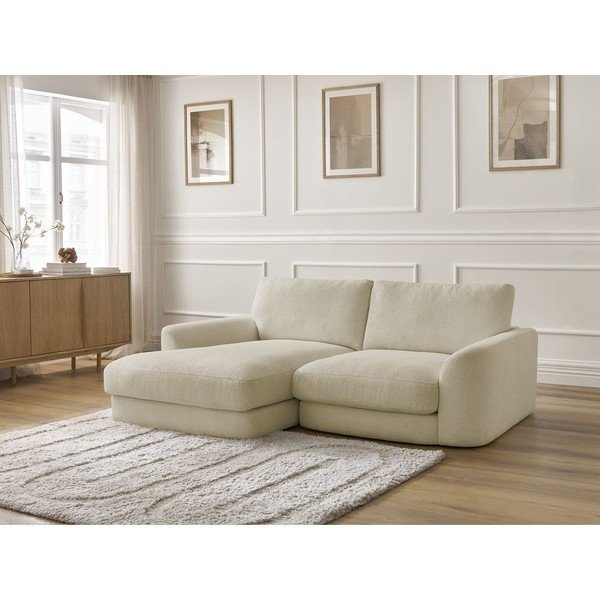 Bež kotna sedežna garnitura iz tkanine bouclé (levi kot/z ležalnikom) Leonore – Bobochic Paris-image-4