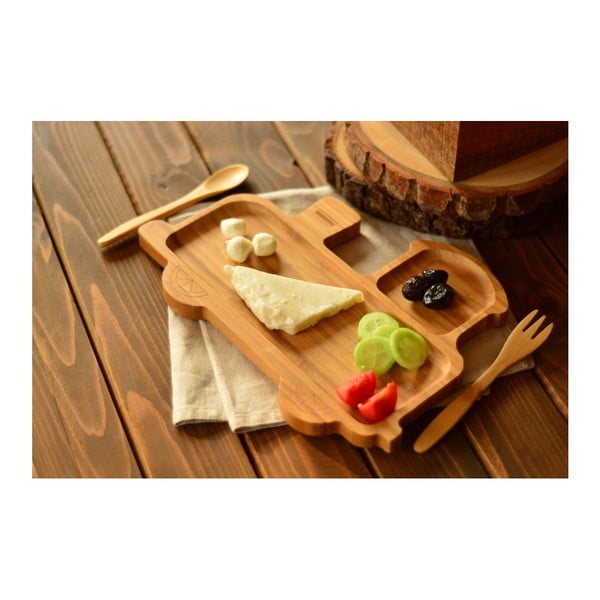 Komplet otroškega krožnika v obliki vlaka in jedilnega pribora iz bambusa Bambum-image-3